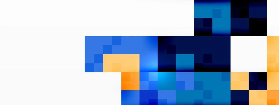 A blurred pattern of blue and orange rectangles on a white background Stock Illustration