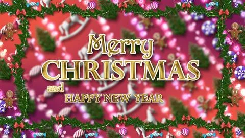 A blurred pattern of toys and candy completes the holiday design. Illustrazione stock