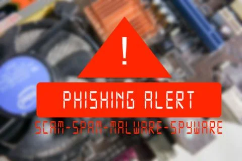 Blurred PCB Closeup of electronic circuit board with CPU processor with PHISH Stock Photos