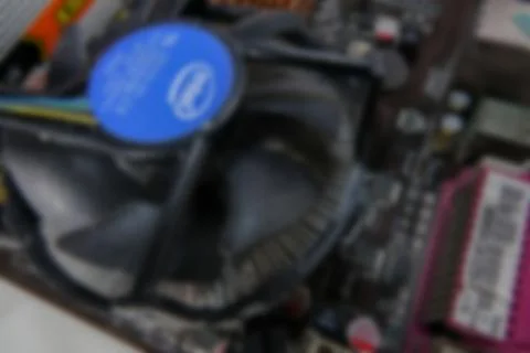 Blurred PCB Closeup of electronic circuit board with CPU processor. 스톡 사진