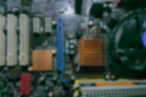 Blurred PCB Closeup of electronic circuit board with CPU processor. 写真素材