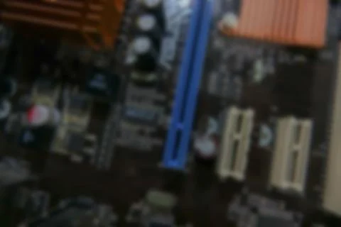 Blurred PCB Closeup of electronic circuit board with CPU processor. 写真素材