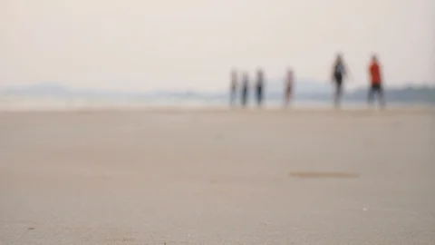 Blurred people on the beach Stock Footage 102418601