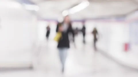 Blurred people commuters fast walking in underground. Abstract, Concept Stock Footage 234979094