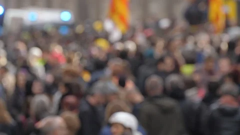 Blurred  people  in a Crowded  pro Independency demonstration Stock Footage 106725493