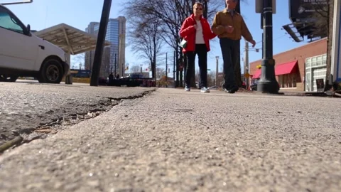 Blurred people walking on the sidewalks downtown Atlanta Georgia Stock Footage 147611491