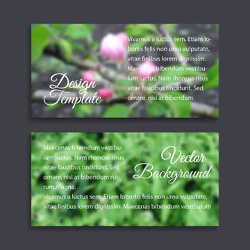Blurred photos vector backgrounds with spring tree blossom and fresh grass Stock Illustration