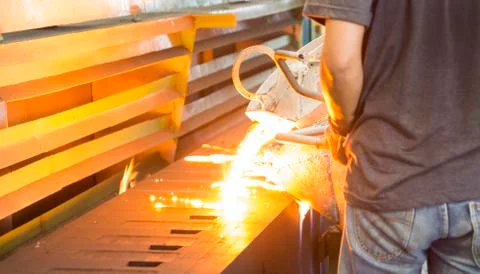 Blurred picture of iron casting process Stock Photos