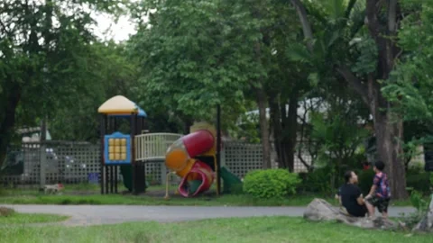 Blurred Playground in Public Park Stock Footage 314876542