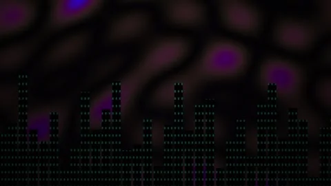 Blurred purple spots on black background with grid pattern. Stock Footage 336226549