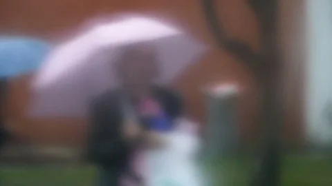 Blurred rainy window - Bus drive - Slow motion Video stock 78016388