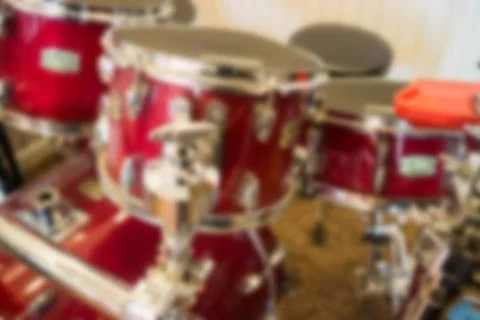 Blurred red grunge drum set Stock Photos