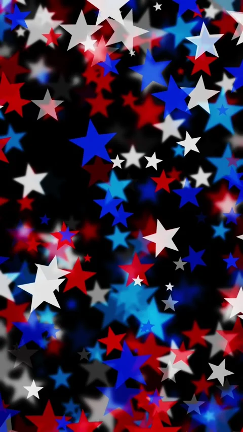 Blurred red white and blue stars floating black background for USA celebrat.. Stock Footage 282477516