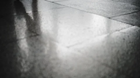 Blurred Reflection People moves through in city Out of focus. Stock Footage 114145084