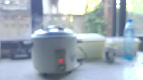 Blurred rice cooker Stock Footage 326375058