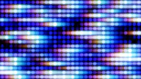 Blurred rows of blue, purple, and white circular lights Stock Illustration