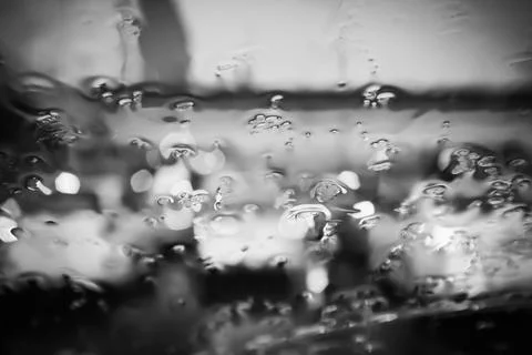 Blurred, Rush hour after work, Cars stuck and traffic jam in the rain Bangkok 写真素材