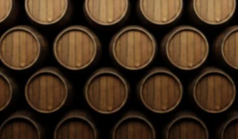 Blurred rustic wine barrels as header or  background Stock Illustration