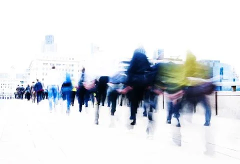 Blurred scene of crowded people walking in a rush Stock Illustration