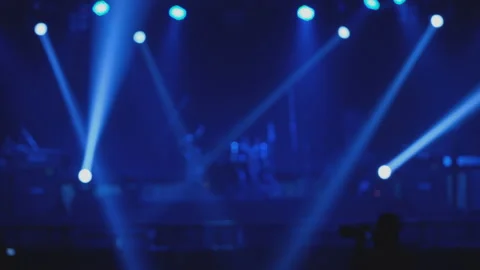 Blurred scene of different color of disco lights on stage. This area of some pub Stock-Footage 145234944