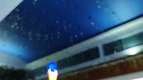 A blurred scene featuring flickering yellow light decoration Stock Footage 305370206