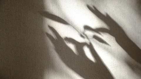 Blurred shadow dances on the wall, hand with flower.  Sustainable lifestyle.. Stock Footage 346183726