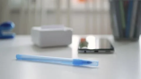 Blurred Shooting with a Mini Printer Printing a Document. Modern Technology. Stock Footage 305400961