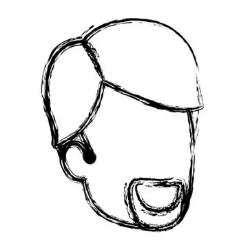 Blurred silhouette of man faceless with van dyke beard and side parted hair Stock Illustration