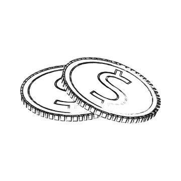 Blurred silhouette stack coins with dollar symbol Ilustración de archivo