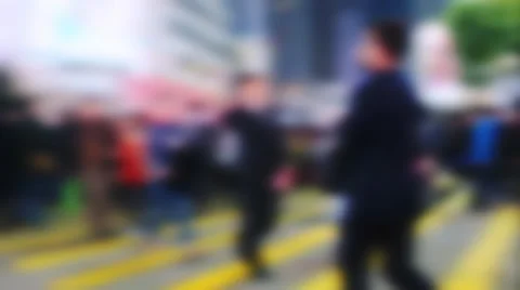 Blurred slow motion video of people moving at crossroad. Hong Kong  Video stock 59798789