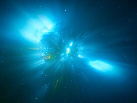 Blurred space theme background with falling stars - 3d illustration Stock Illustration