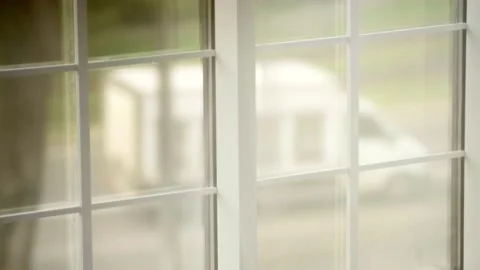 Blurred square window frames. Summer behind windows, soft focus. Stock Footage 158136081