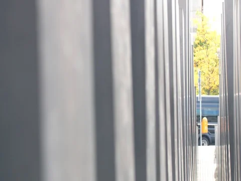 Blurred stelae of the Holocaust Memorial Stock Footage 80446386
