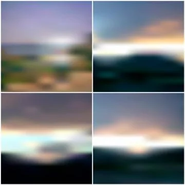 Blurred Sunset backgrounds set, sunrise wallpaper vector Stock Illustration