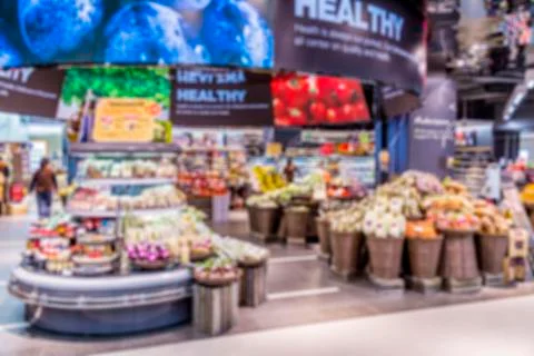 Blurred supermarket interior Stock Photos