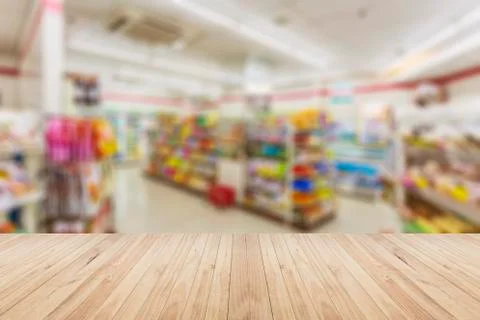 Blurred supermarket interior Stock Photos