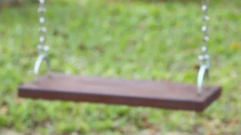 Blurred  swing  in the garden Stock Footage 83384694