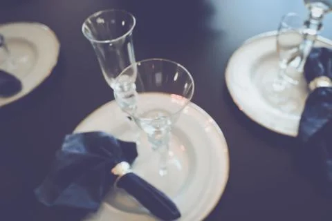 Blurred Table Setting with Retro Instagram Style Filter Stock Photos