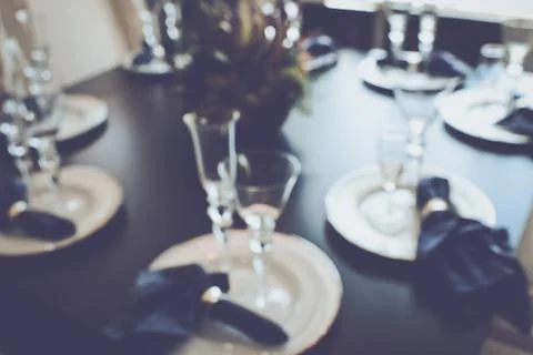 Blurred Table Setting with Retro Instagram Style Filter Foto stock
