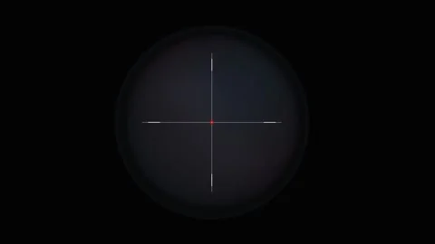 Blurred tactical scope view with central red dot sight. 4K Video stock 343265617