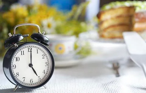 Blurred tea drinking composition. Summer concept. Stock Photos