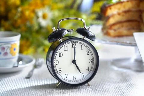 Blurred tea drinking composition. Summer concept. Stock Photos