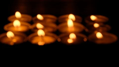 Blurred Tealight Candles Stock Footage 94345850
