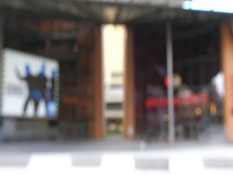 Blurred theater at the Potsdamer Platz getting in focus Stock-Footage 80446414