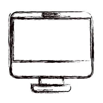 Blurred thick contour modern flat computer screen Stock Illustration