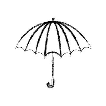 Blurred thick silhouette of opened stripe umbrella 库存插图