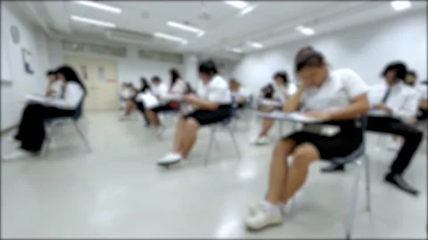 Blurred Time Lapse of Asian students Video stock 137012254