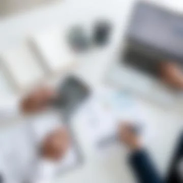 Blurred Top View of Hands Working on Business Financial Accounting Stock Photos