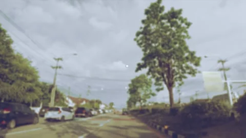 Blurred traffic the block Stockbeeldmateriaal 340485364