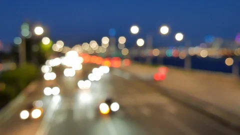 Blurred Traffic Bokeh of Car Light in The Twilight Background Stock Footage 112263448